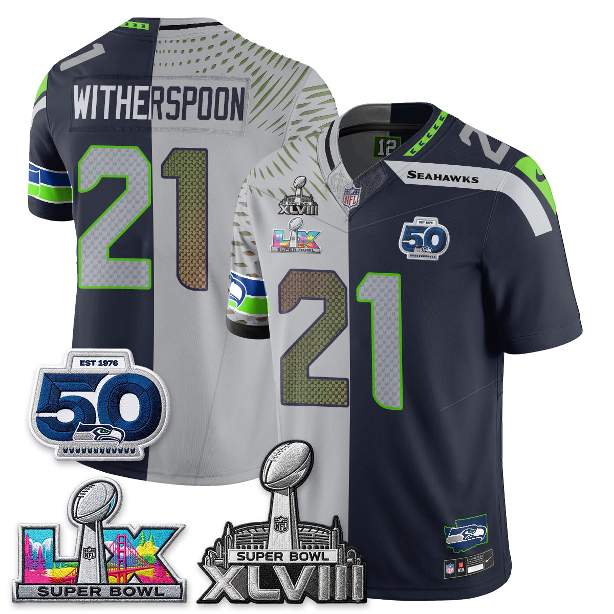 Seattle Seahawks SB LX Champs Split Edition Vapor Jersey - Stitch