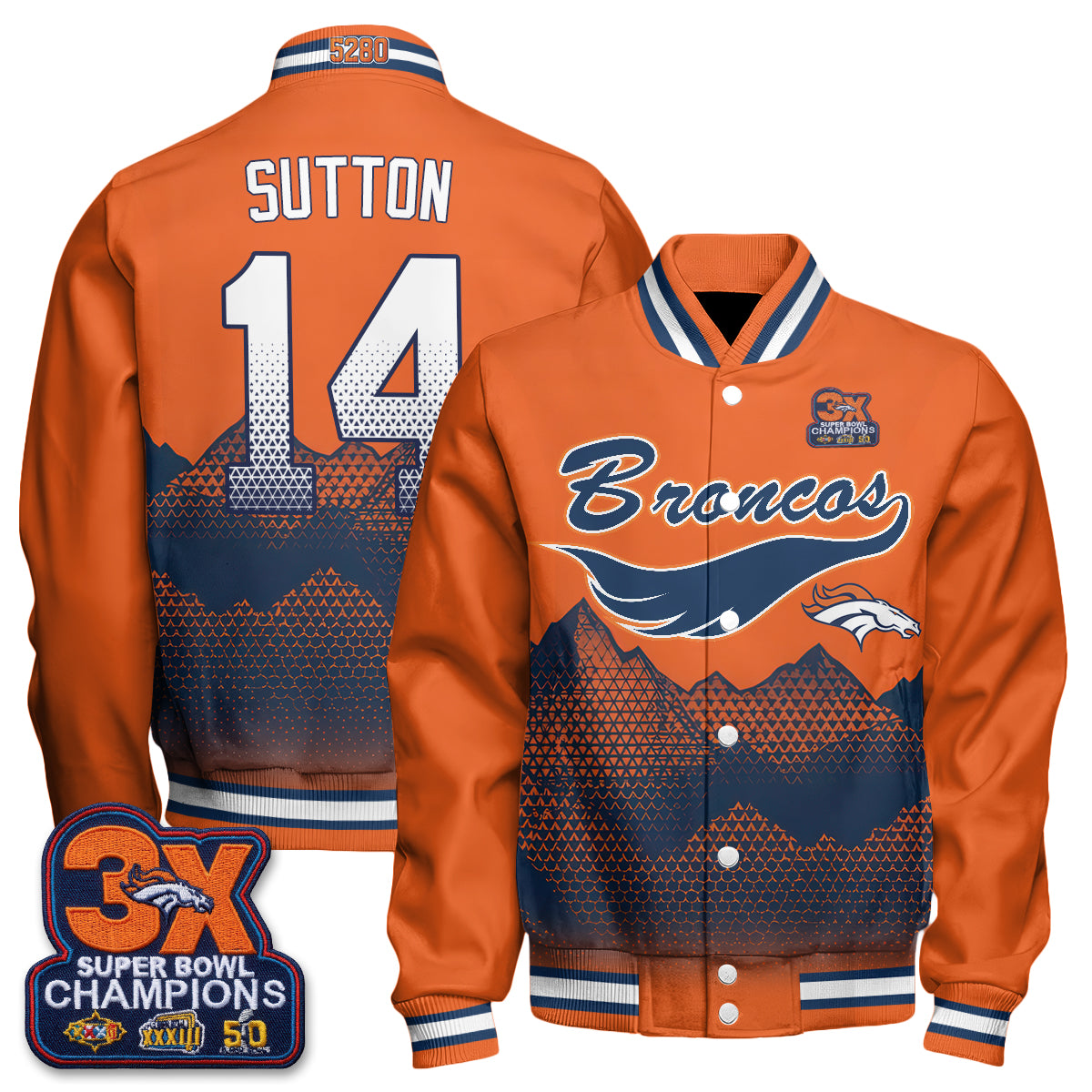 Denver Broncos Fangear Edition Baseball Jacket - Printed