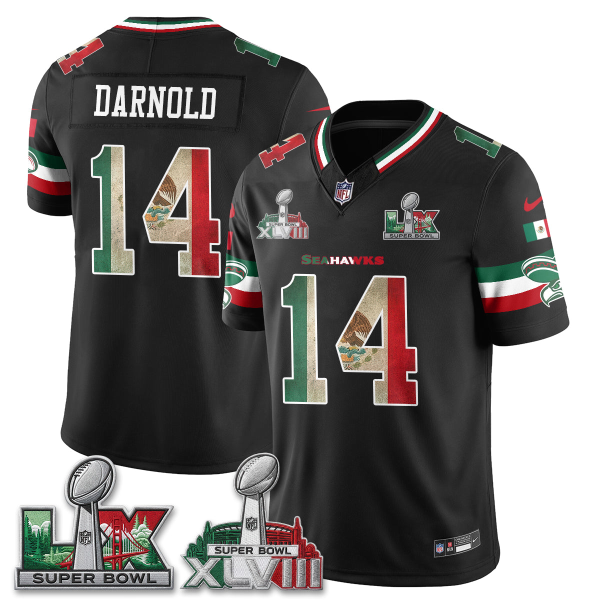 Seattle Seahawks Mexico Edition Vapor Jersey V2- Stitch