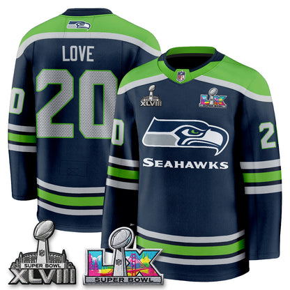 SEA 2X S.Bowl Champions Patch Hockey Jersey - Stitched