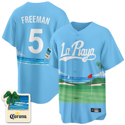 Los Angeles Dodgers Beach Connect "La Playa" Edition Vapor Jersey- Patch Stitched