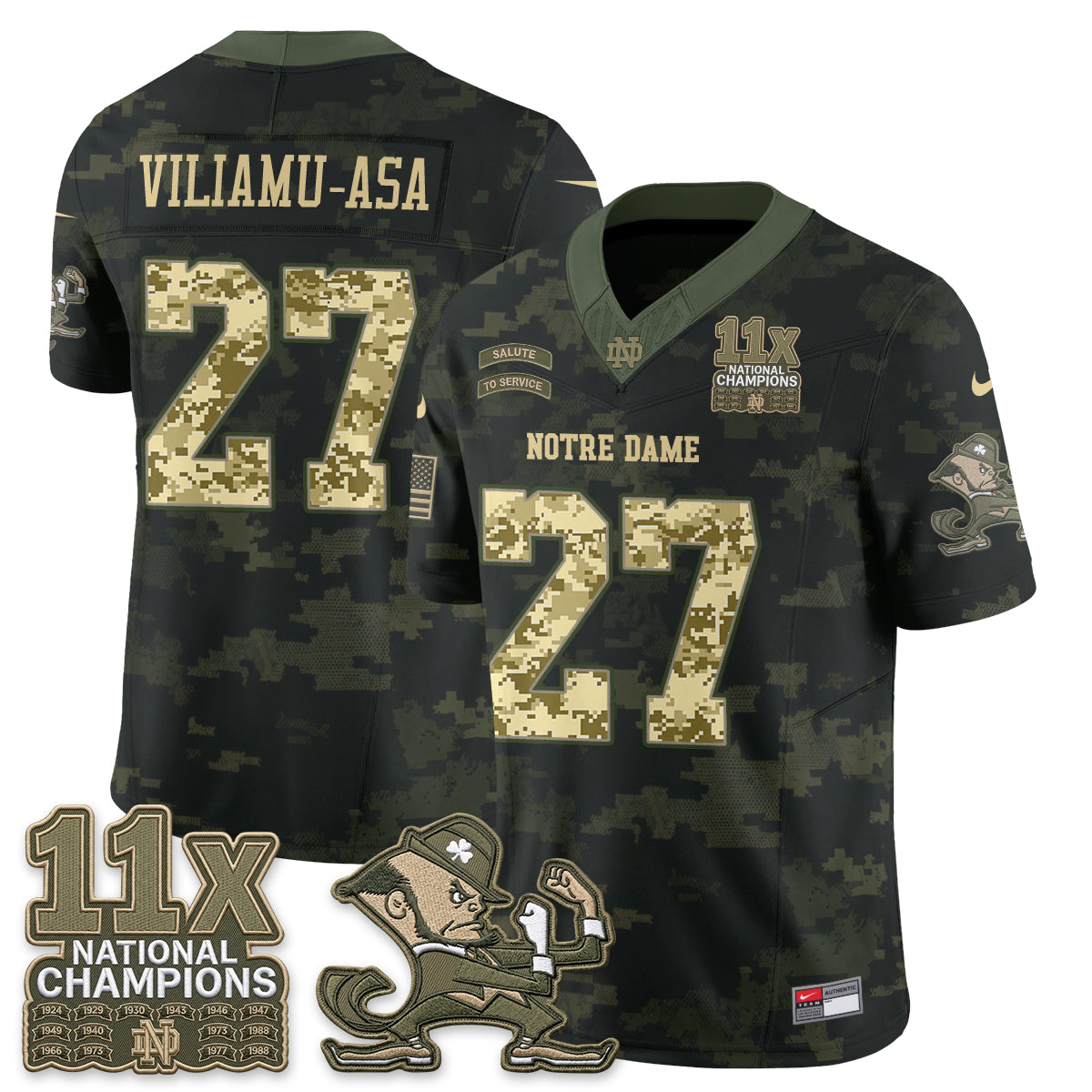 Notre Dame Fighting Irish 2026 Salute to Service Vapor Jersey - Stitched