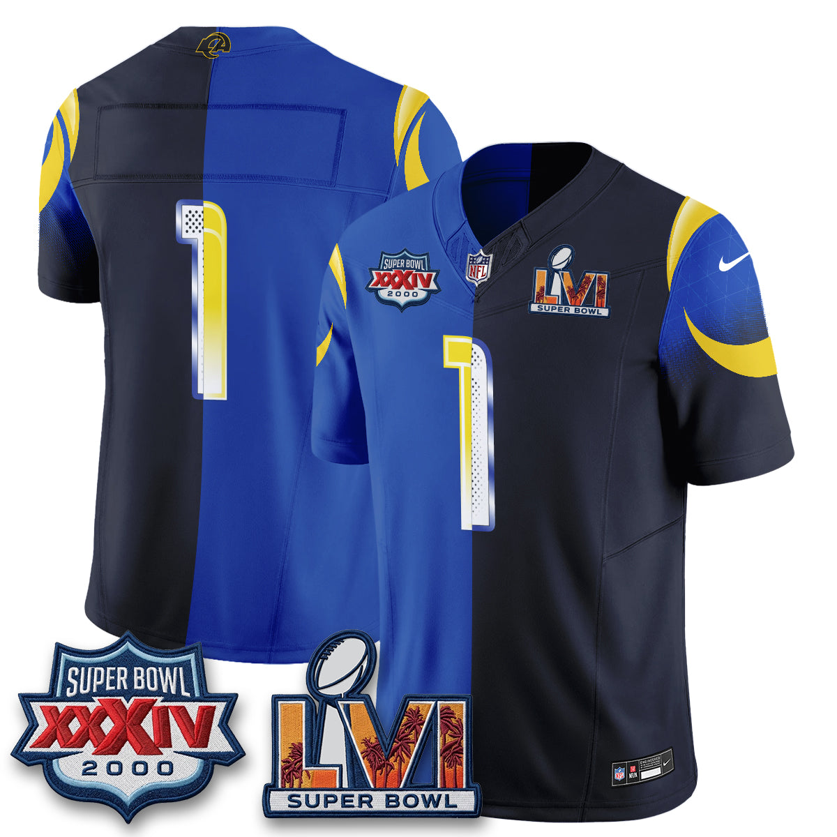 Los Angeles Rams Rivalries Split Vapor Jersey - Stitched