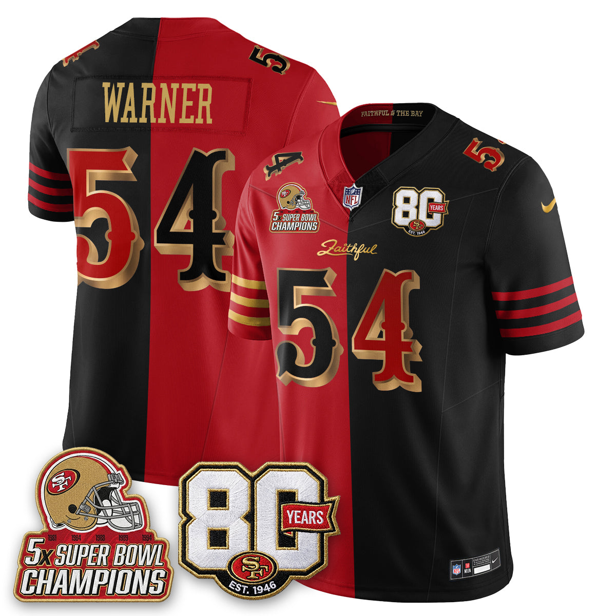 San Francisco 49ers 80 Years & 5X Champs Rivalries Vapor Jersey - Stitched