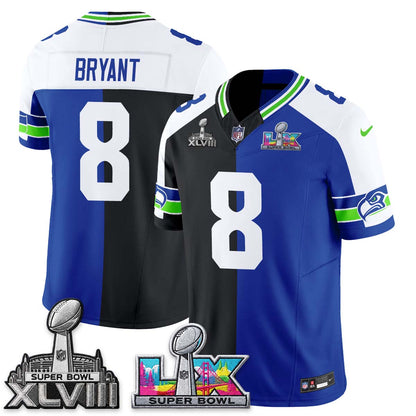 Seattle Seahawks Throwback 2 SB Patches Vapor Jersey - Stitched