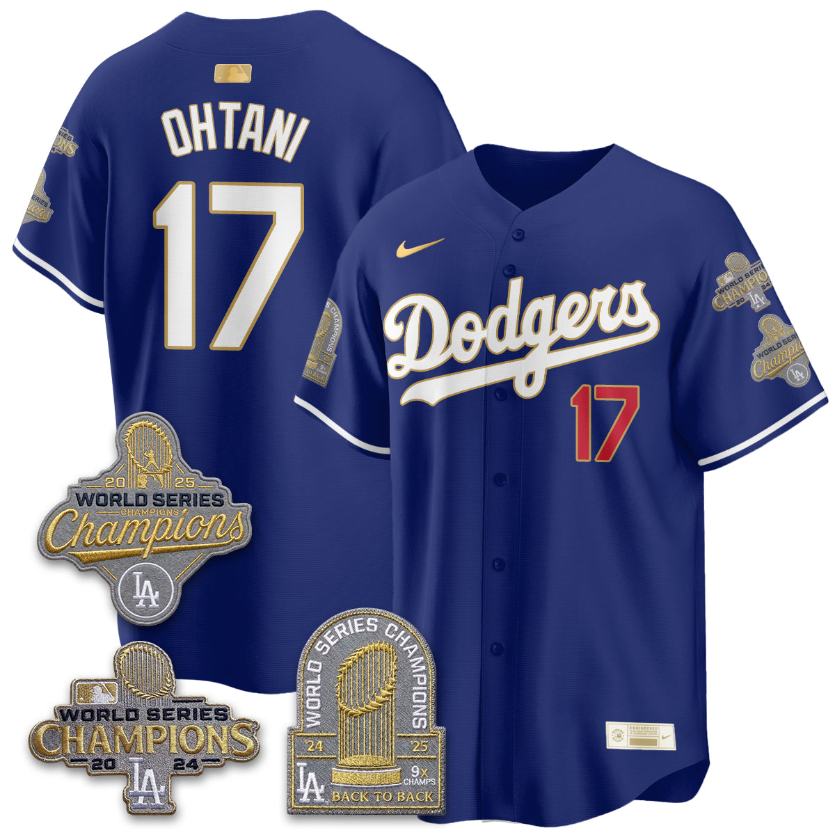 LAD Gold Collection Stadium Vapor Limited Jersey - Back to Back 9x Champs - All Stitched