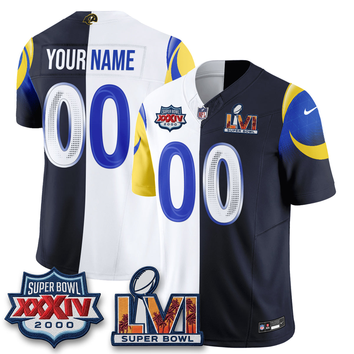 Los Angeles Rams Rivalries Split Vapor Custom Jersey - Stitched