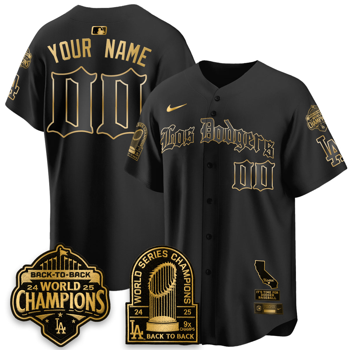 LAD World Series Champions Vapor Premier Limited Gothic Edition Custom Jersey - All Stitched