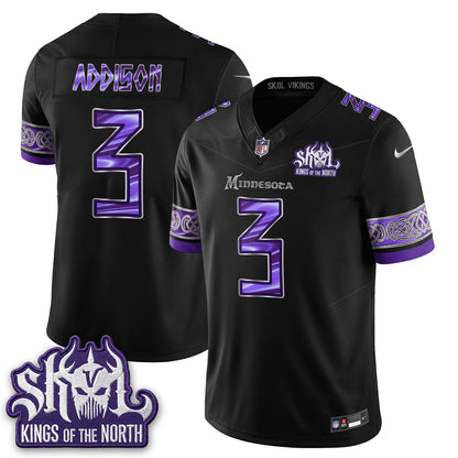 MIN Fangear Edition Warrior Skol Patch Vikings Font Vapor Jersey - Stitched