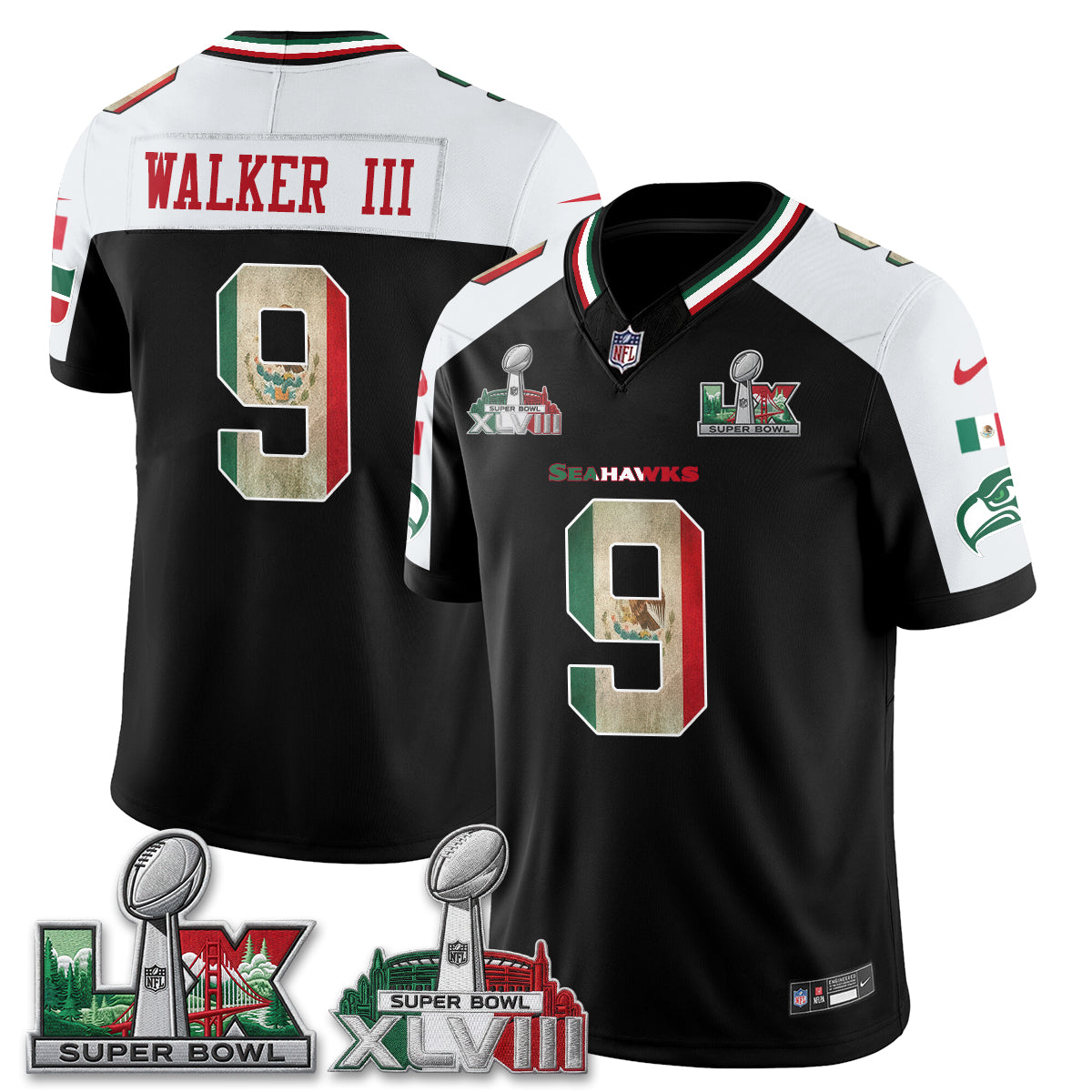 Seattle Seahawks Mexico Edition Vapor Jersey V1- Stitch