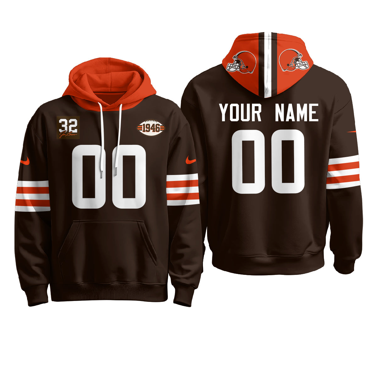 CLE 1946 Anniversary Patch Custom Fleece Hoodie - Printed