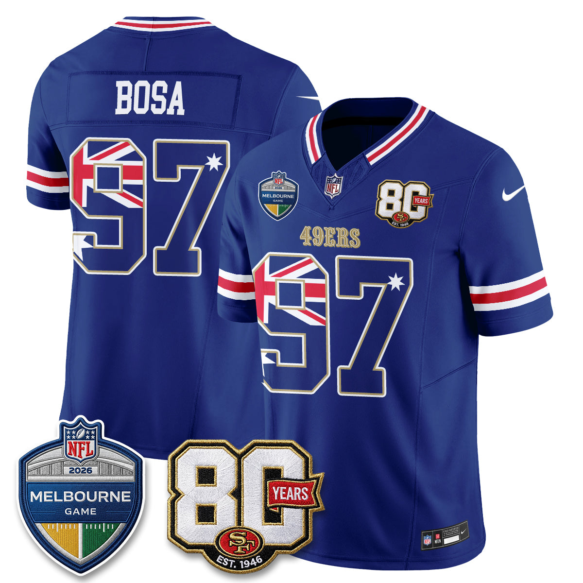 San Francisco 49ers Melbourne Game 2026 Vapor Jersey - Stitched