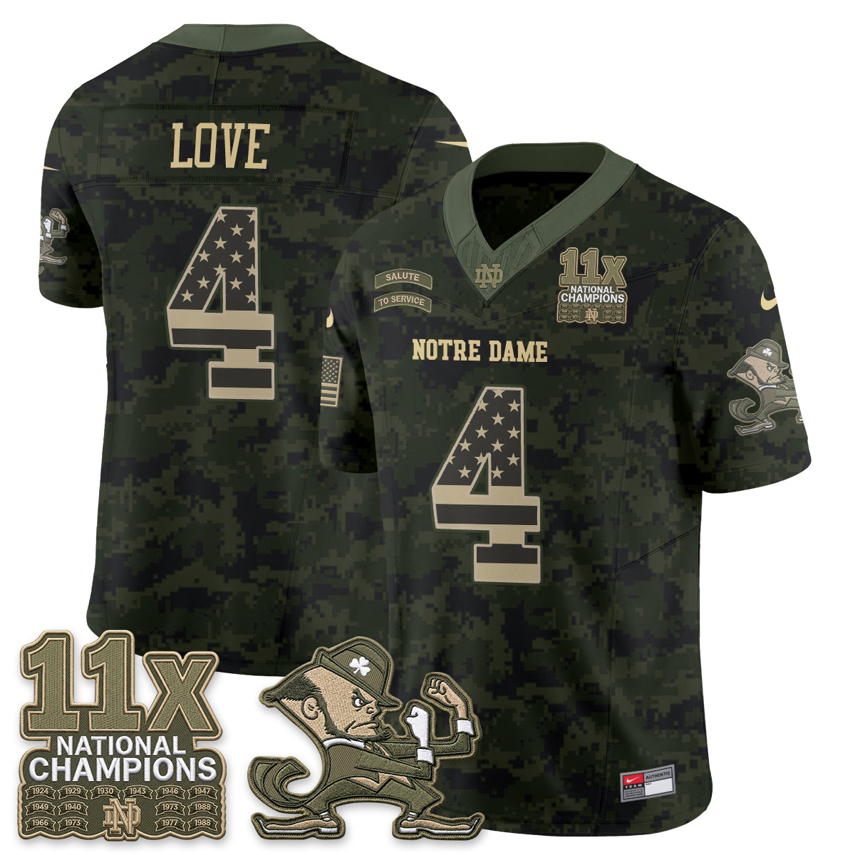 Notre Dame Fighting Irish 2026 Salute to Service Vapor Jersey - Stitched