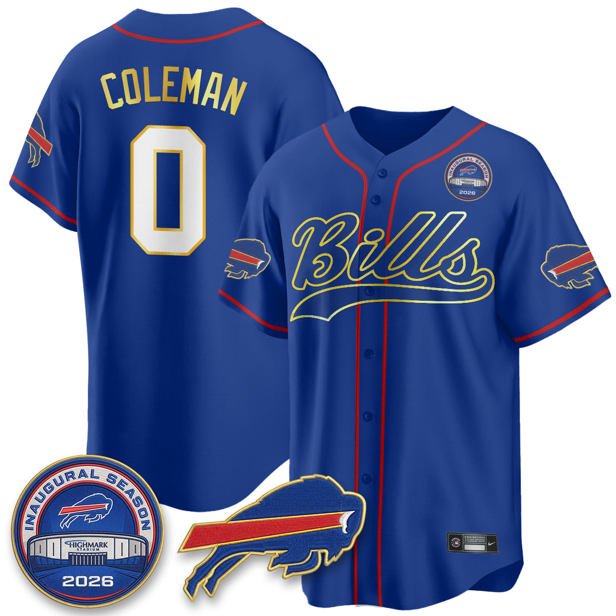 Buffalo Bills 2026 Gold Trim Baseball Edition Vapor Jersey - Stitched