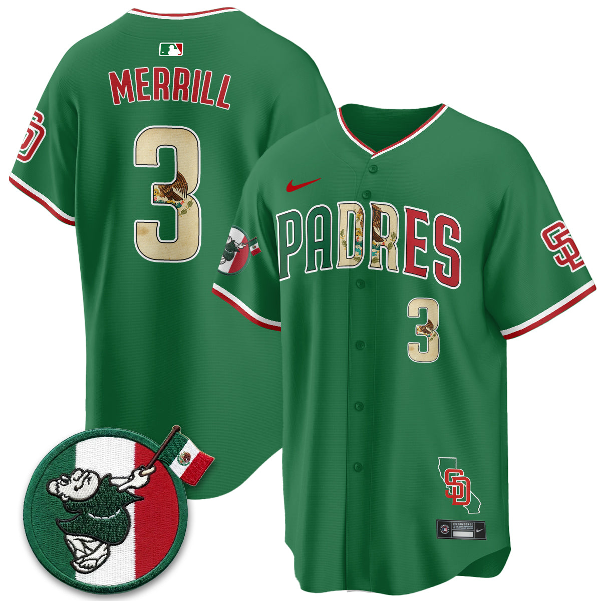 San Diego Padres Mexico Style Vapor Jersey - Stitched