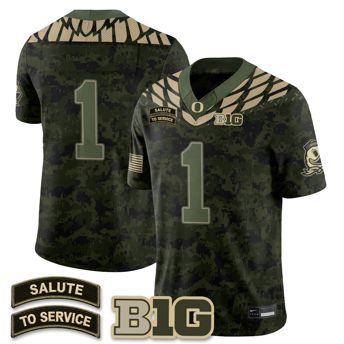 Oregon Ducks 2026 Salute to Service Vapor Jersey - Stitched