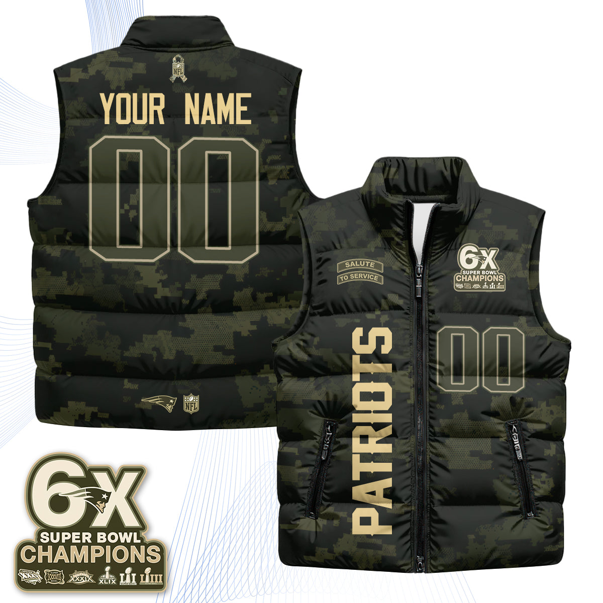 NE 2026 Salute to Service Custom Puffer Vest - Printed