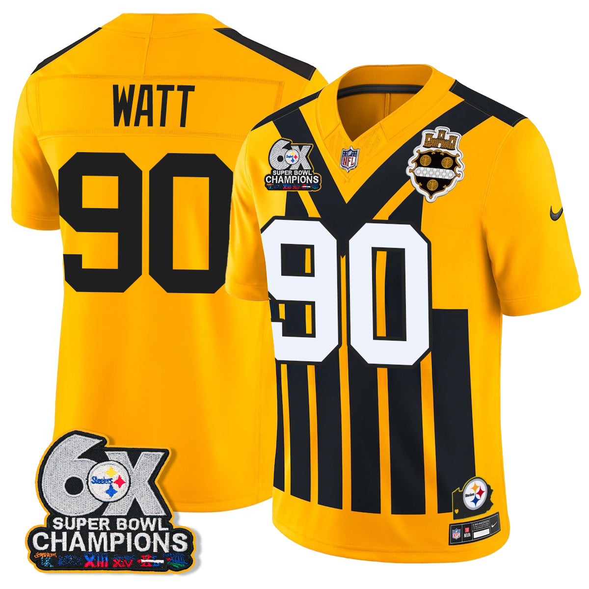 PIT 6X Champs Throwback V2 Vapor Jersey - Stitched