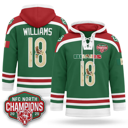 CHI 2026 Mexico NFC North Champions 2025 Patch Hockey Hoodie - Stitched
