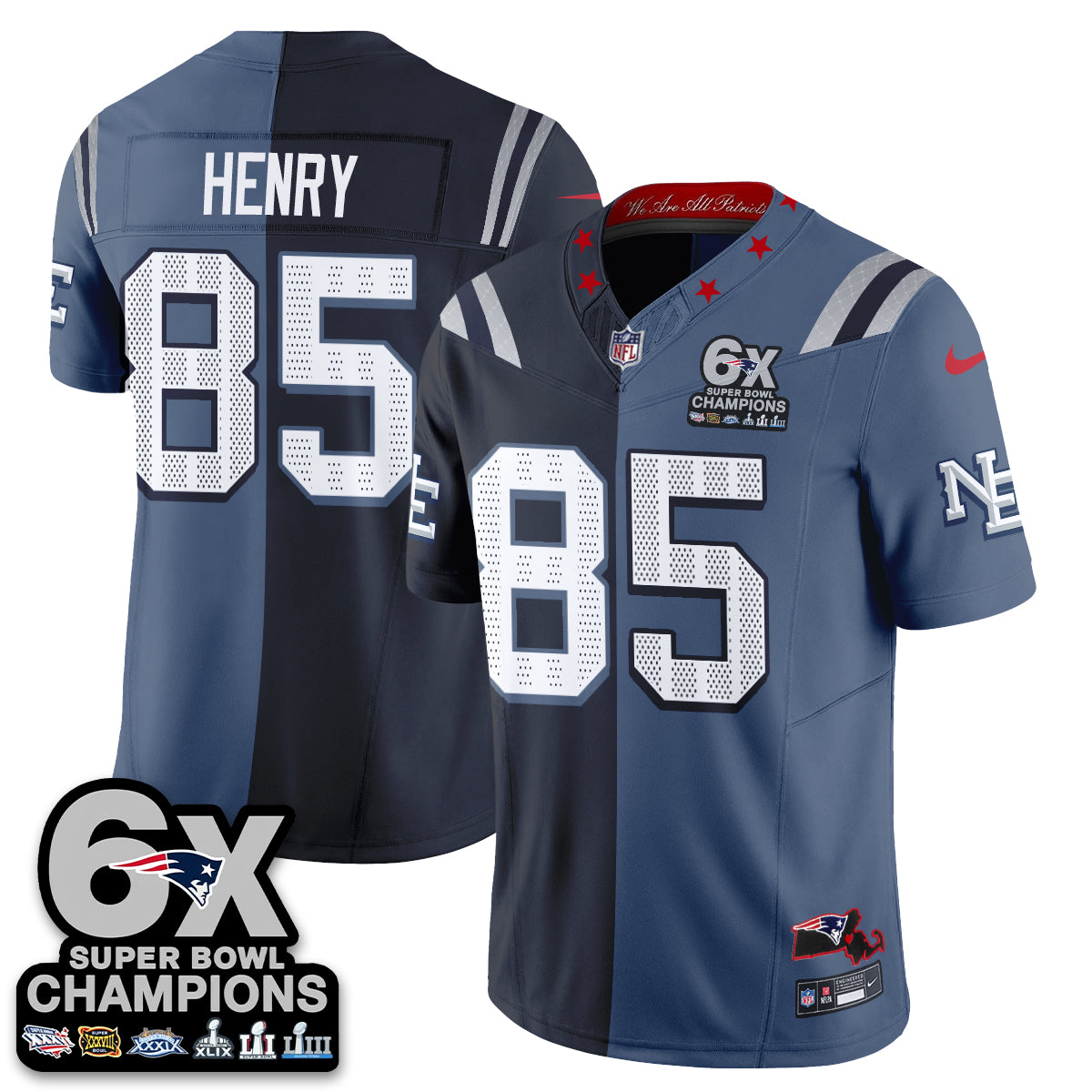 NE Rivalries Split Edition Vapor Jersey - Stitched