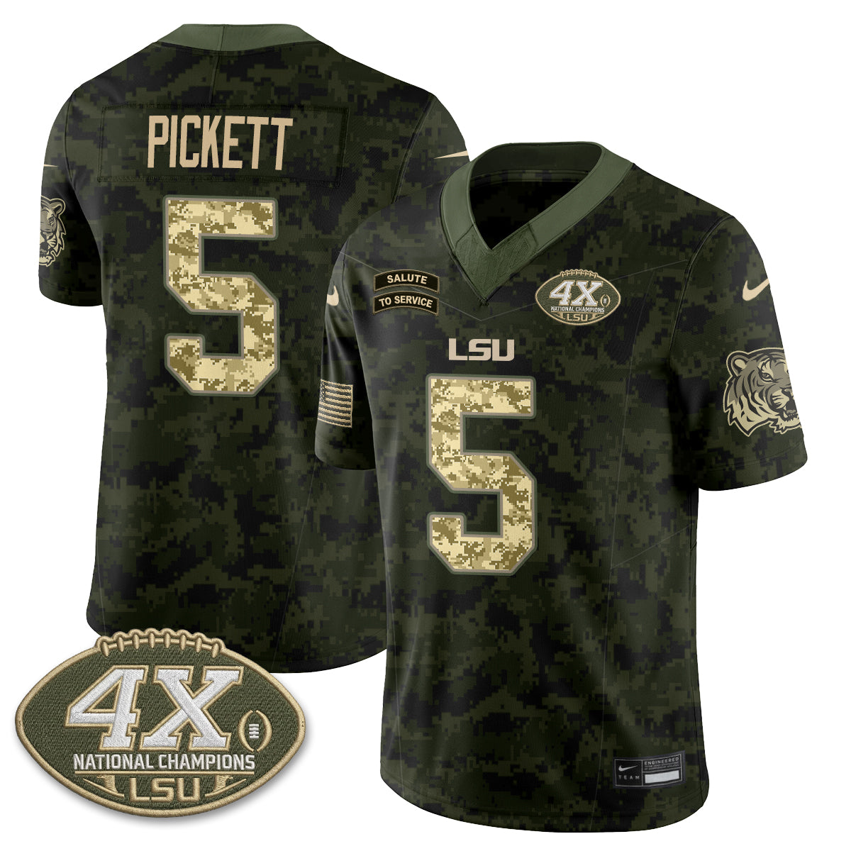 LSU Tigers 2026 Salute to Service Vapor Jersey - Stitched