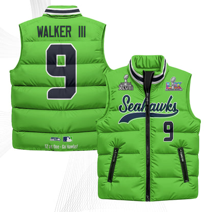 Seattle Seahawks S.Bowl Champs Puffer Vest - Printed