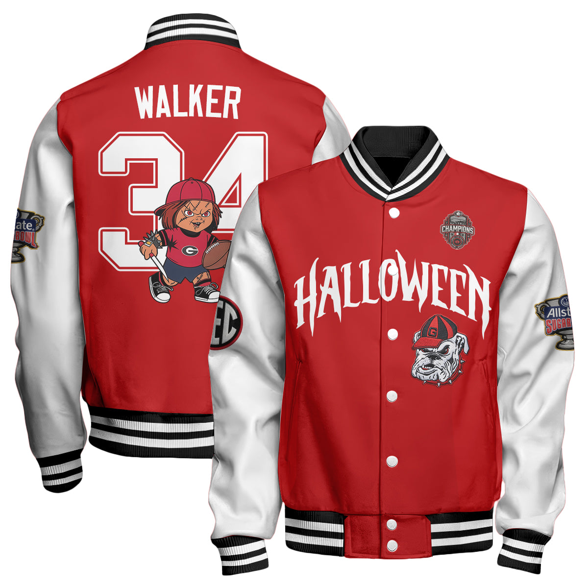 GB x Killer Doll Horror Movie Halloween 2026 Edition Baseball Jacket - Printed