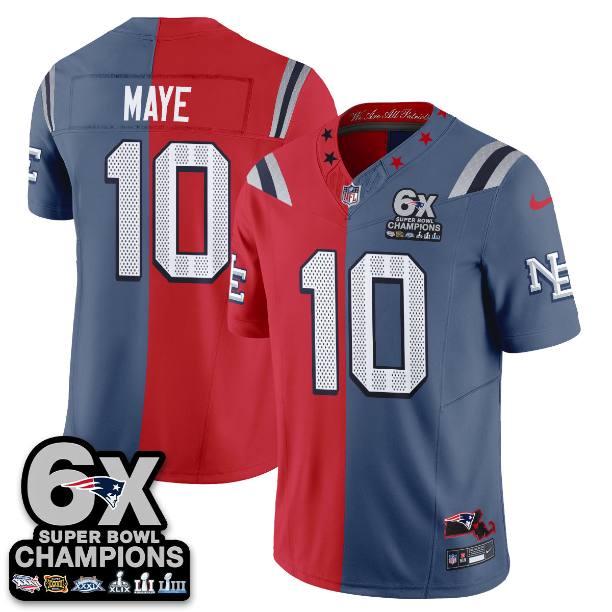 NE Rivalries Split Edition Vapor Jersey - Stitched