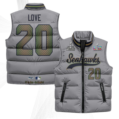 Seattle Seahawks S.Bowl Champs Puffer Vest - Printed