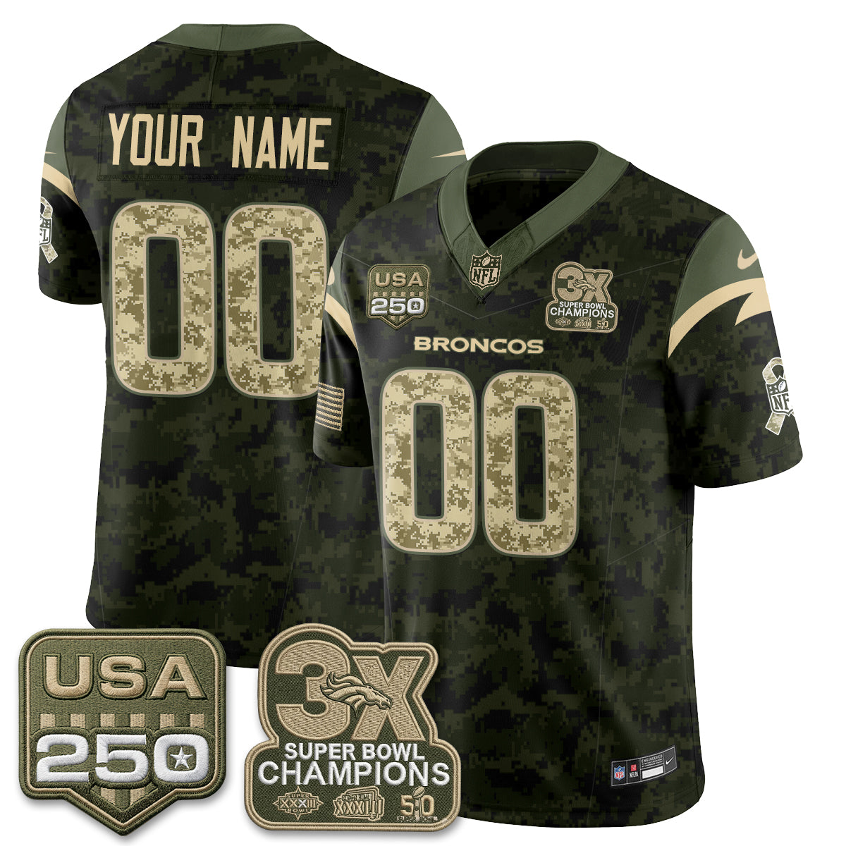 DEN 2026 Salute to Service Edition Vapor Custom Jersey - Stitched
