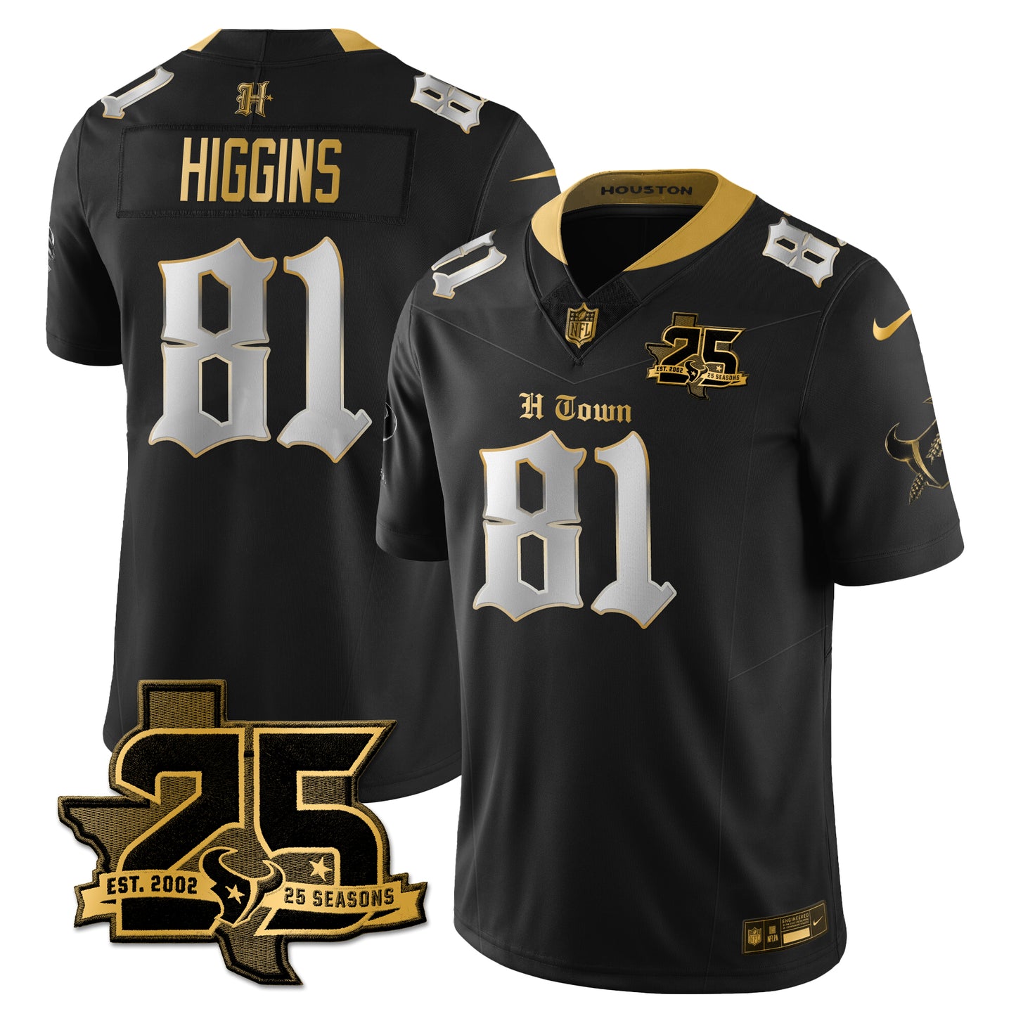 HOU 25th Seasons in 2026 Gothic Vapor Gold Edition Limited Jersey - All Stitched