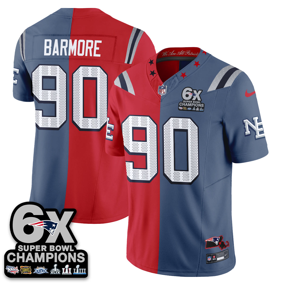 NE Rivalries Split Edition Vapor Jersey - Stitched