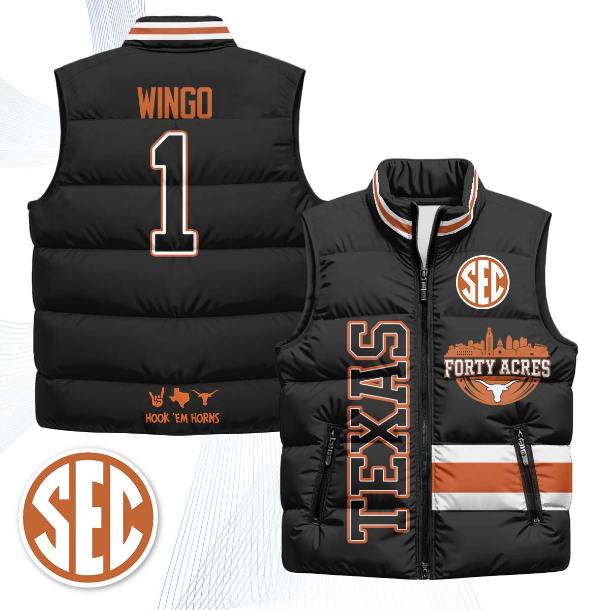 TEX "Forty Acres" Puffer Vest - Printed