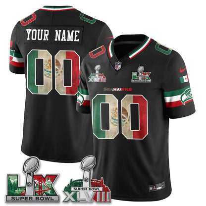 Seattle Seahawks Mexico Edition Vapor Custom Jersey V1- Stitch