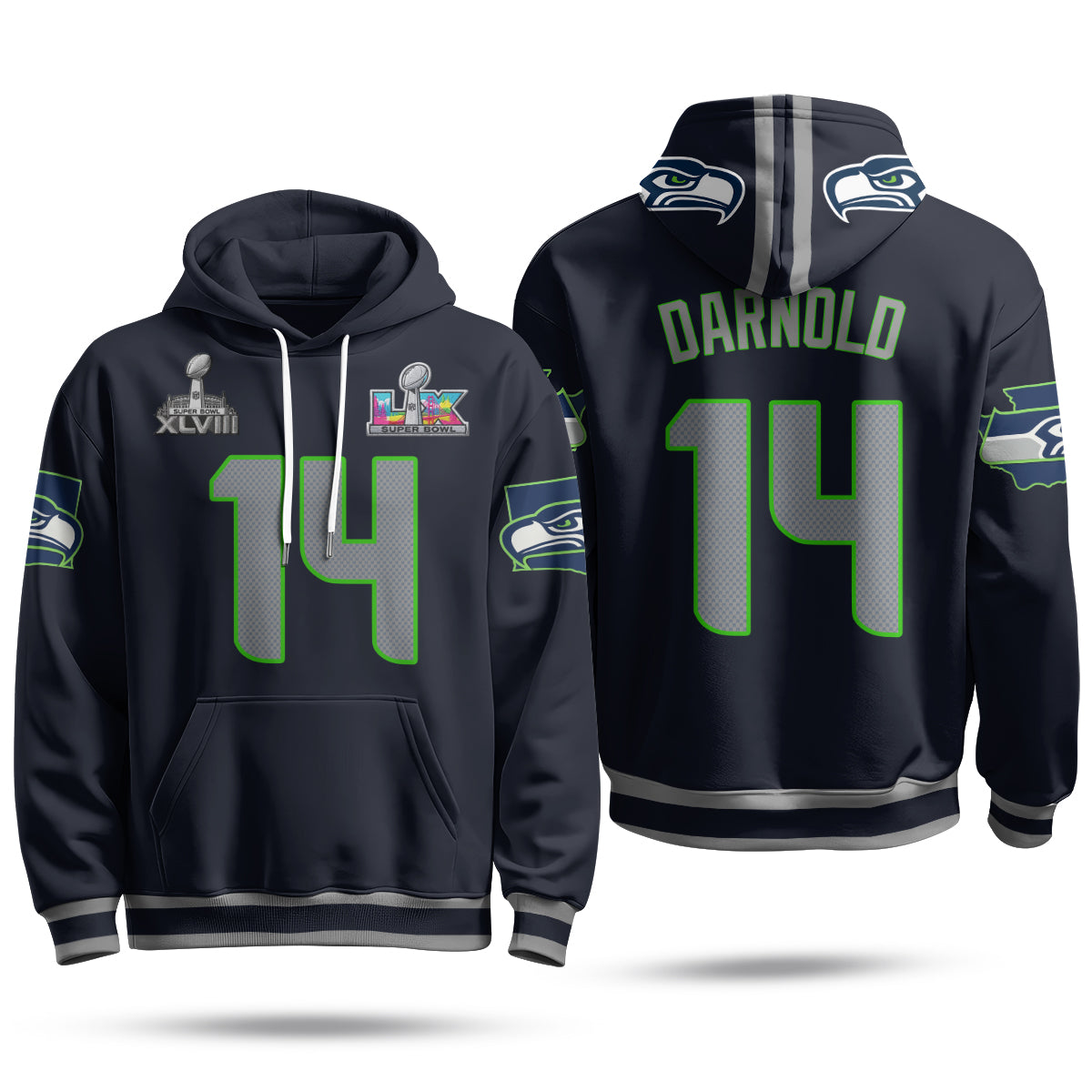 Seattle Seahawks S.Bowl Champs Hoodie - Stitched