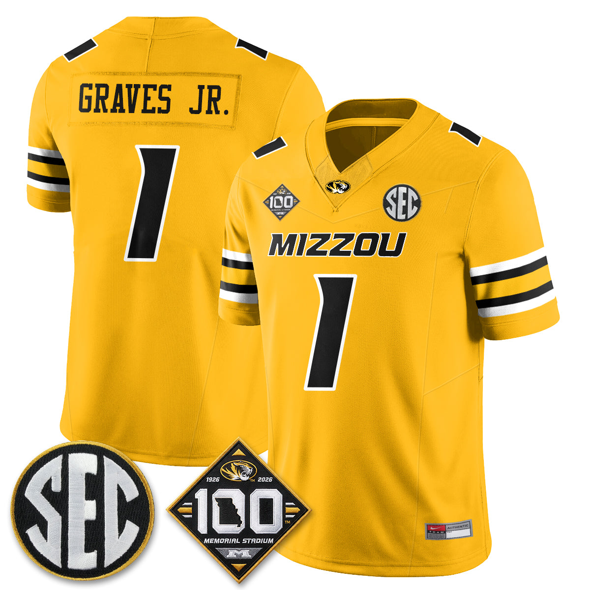 MIZZ 100th Anniversary of Memorial Stadium Vapor Jersey - Stitched