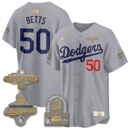 LAD 2026 NL West Champs Gold Vapor Jersey- Stitched