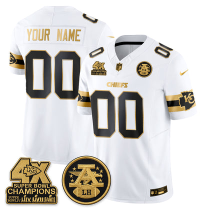 Kansas City Chiefs 4X Champs Gold Edition Vapor Custom Jersey - Stitched