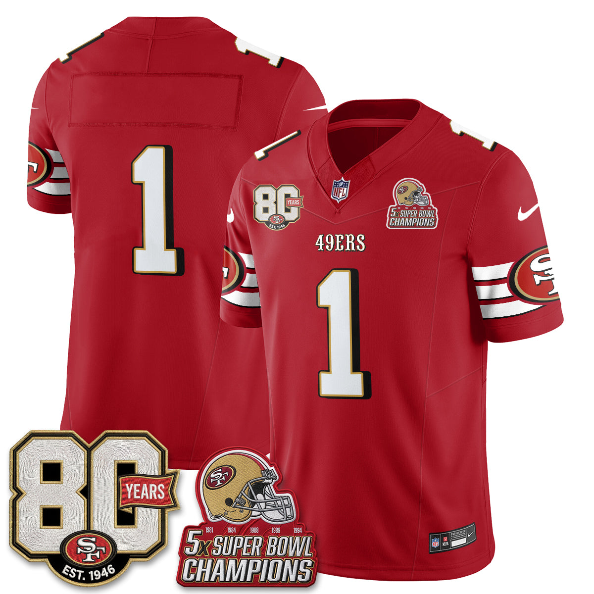 San Francisco 49ers Throwback Vapor Jersey - Stitched
