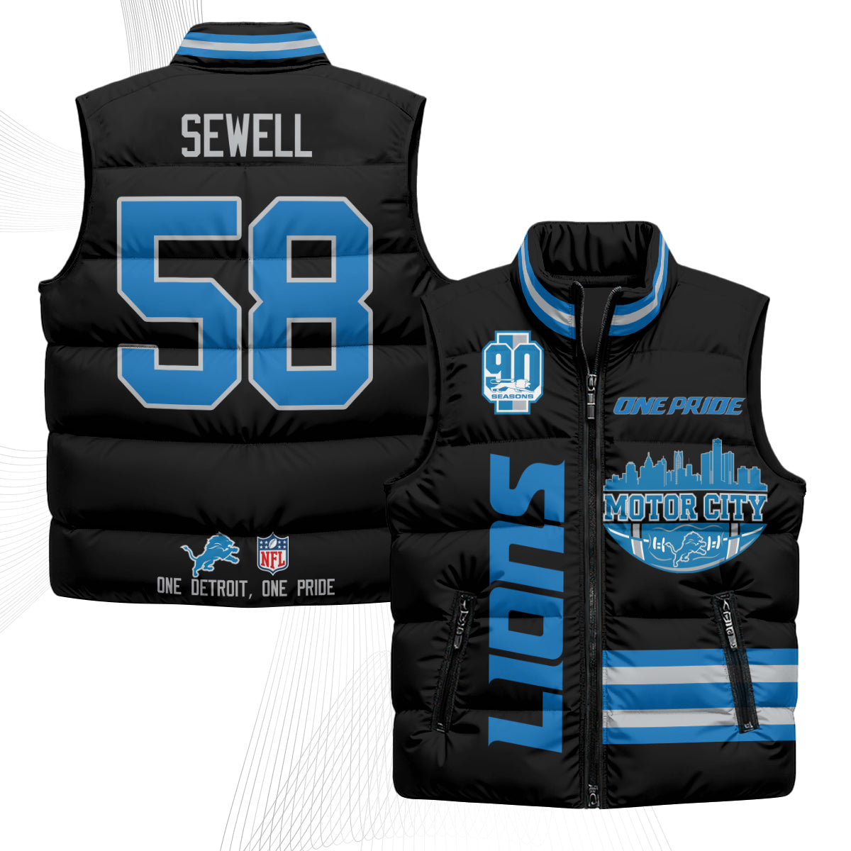 DET Motor City Puffer Vest - Printed