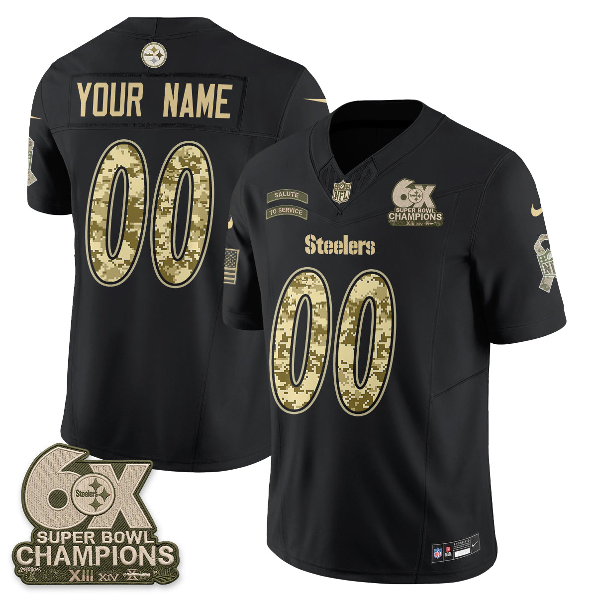 Pittsburgh Steelers 2026 Salute to Service Edition Vapor Custom Jersey V3- Stitched