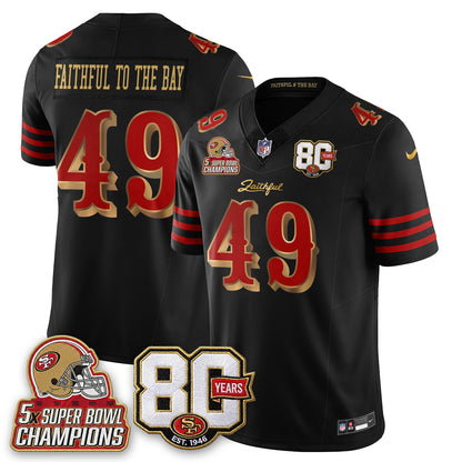 San Francisco 49ers 80 Years & 5X Champs Rivalries Vapor Jersey - Stitched