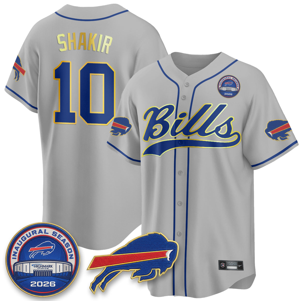 Buffalo Bills 2026 Gold Trim Baseball Edition Vapor Jersey - Stitched