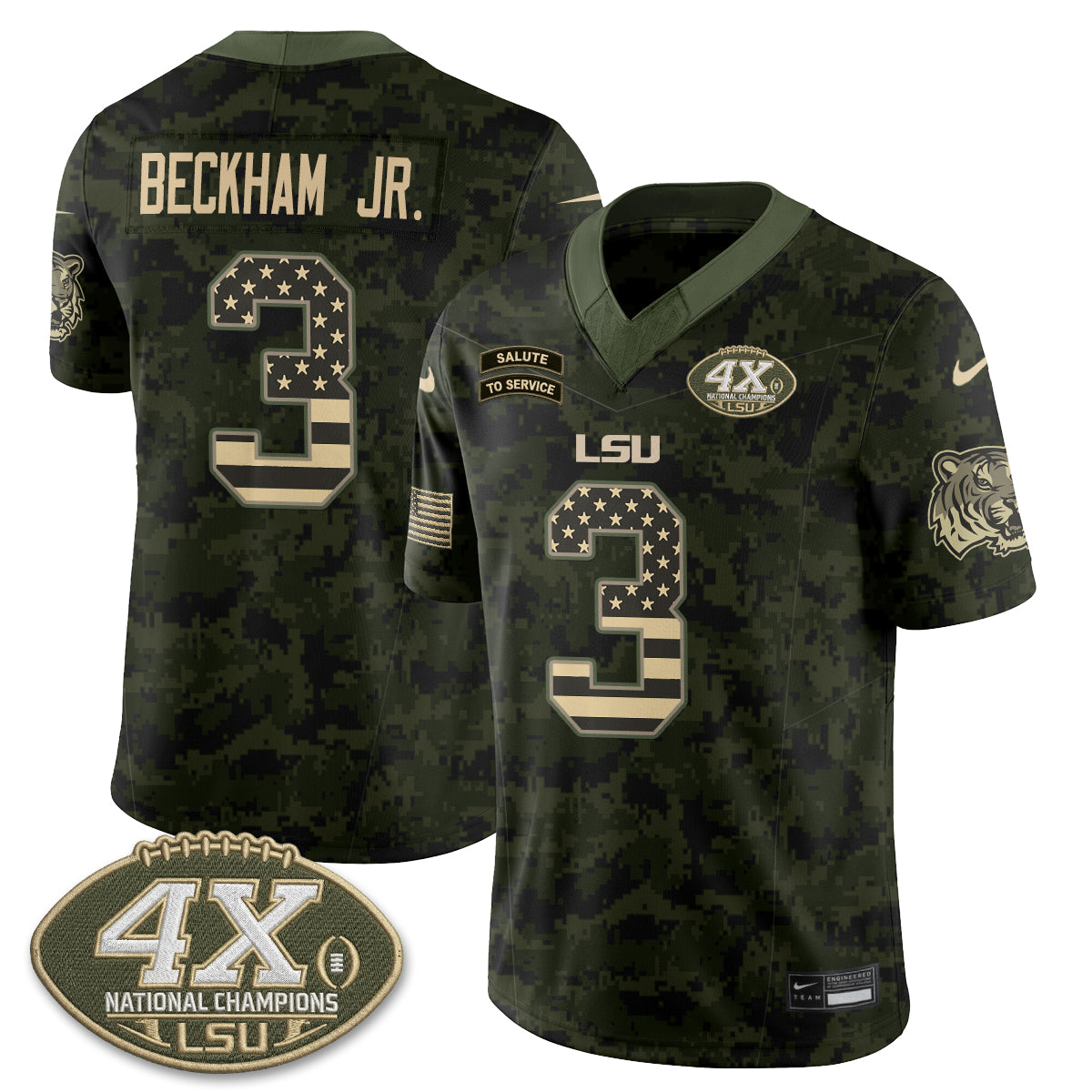 LSU Tigers 2026 Salute to Service Vapor Jersey - Stitched