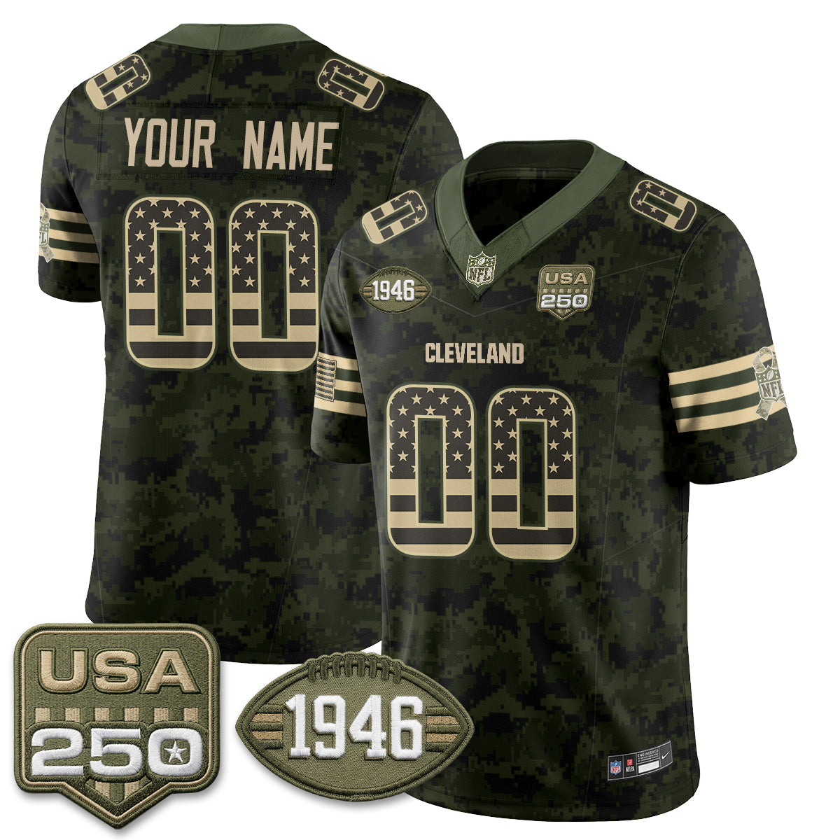 CLE 2026 Salute to Service Vapor Custom Jersey - Stitched