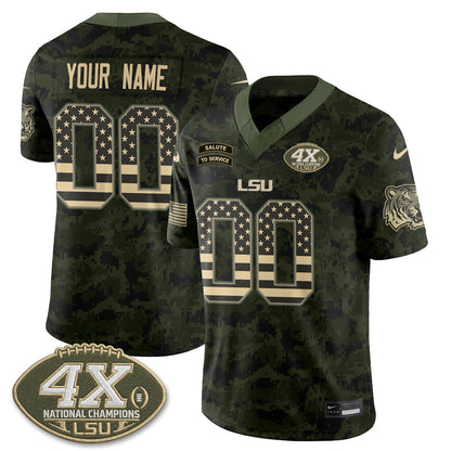 LSU Tigers 2026 Salute to Service Vapor Custom Jersey - Stitched