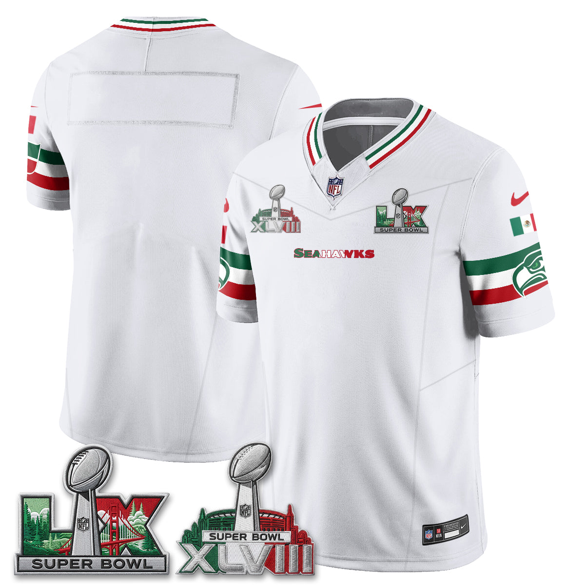 Seattle Seahawks Mexico Edition Vapor Jersey V1- Stitch