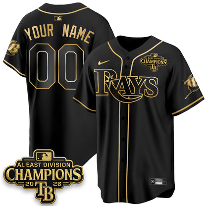 Tampa Bay Rays 2026 AL East Champs Gold Edition Vapor Custom Jersey - Stitched
