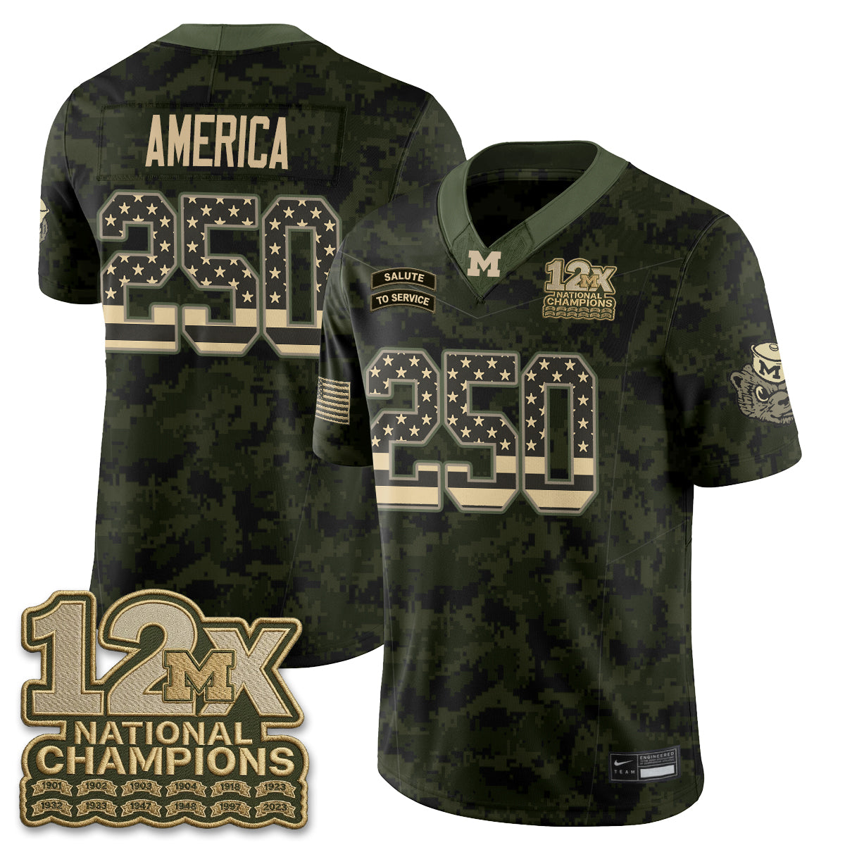 Michigan Wolverines 2026 Salute to Service Vapor Jersey - Stitched