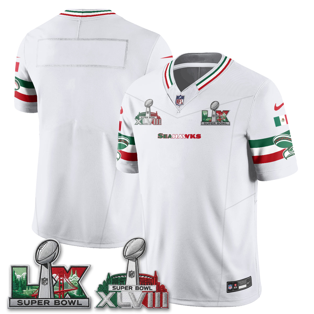 Seattle Seahawks Mexico Edition Vapor Jersey V2- Stitch